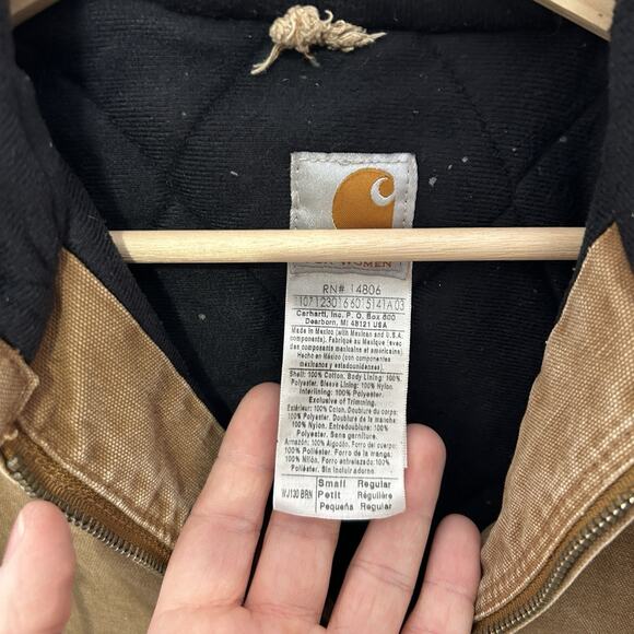 Y2K Carhartt Quilted Hooded Active Jacket “Brown” WJ130 - Picture 8 of 9